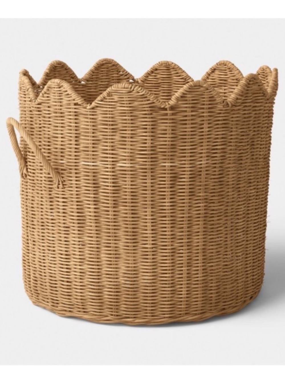 Scalloped Edge Woven Natural Rattan Basket - Threshold